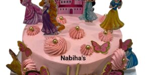 nabiha's disney princess castle buttercream birthday cake