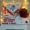 Nabiha's Romantic Heart Anniversary Cake | Bride & Groom Design