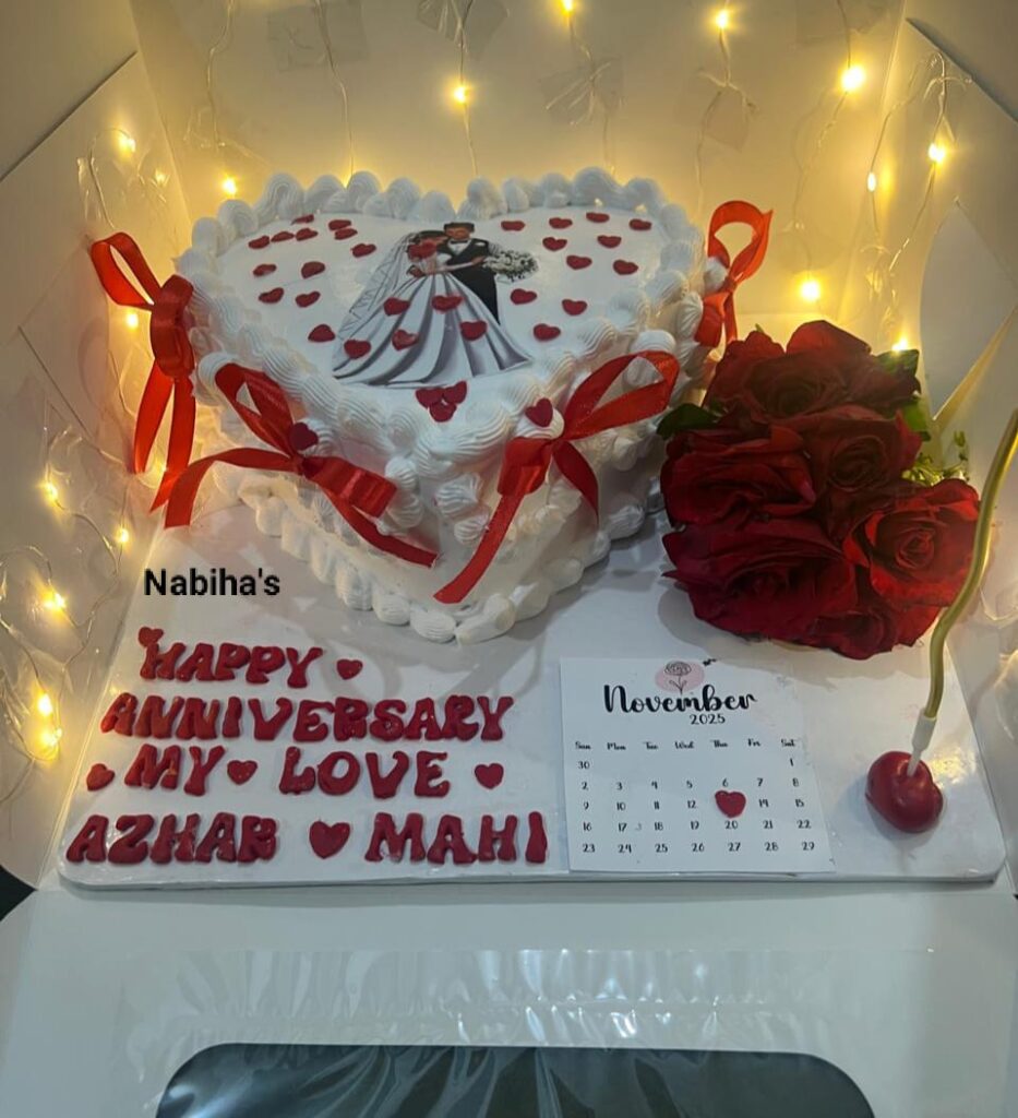 CUSTOMIZED nabiha's romantic heart anniversary cake | bride & groom design