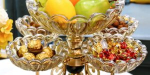 best gift for home decor crystal plates fruit bowl multilayer snacks platters and trays modern rotate 360 degrees snack candy tray dry fruit plate