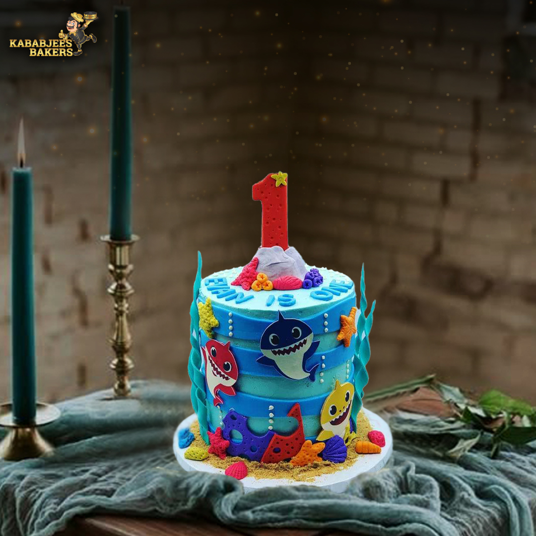 shark birthday customized cake